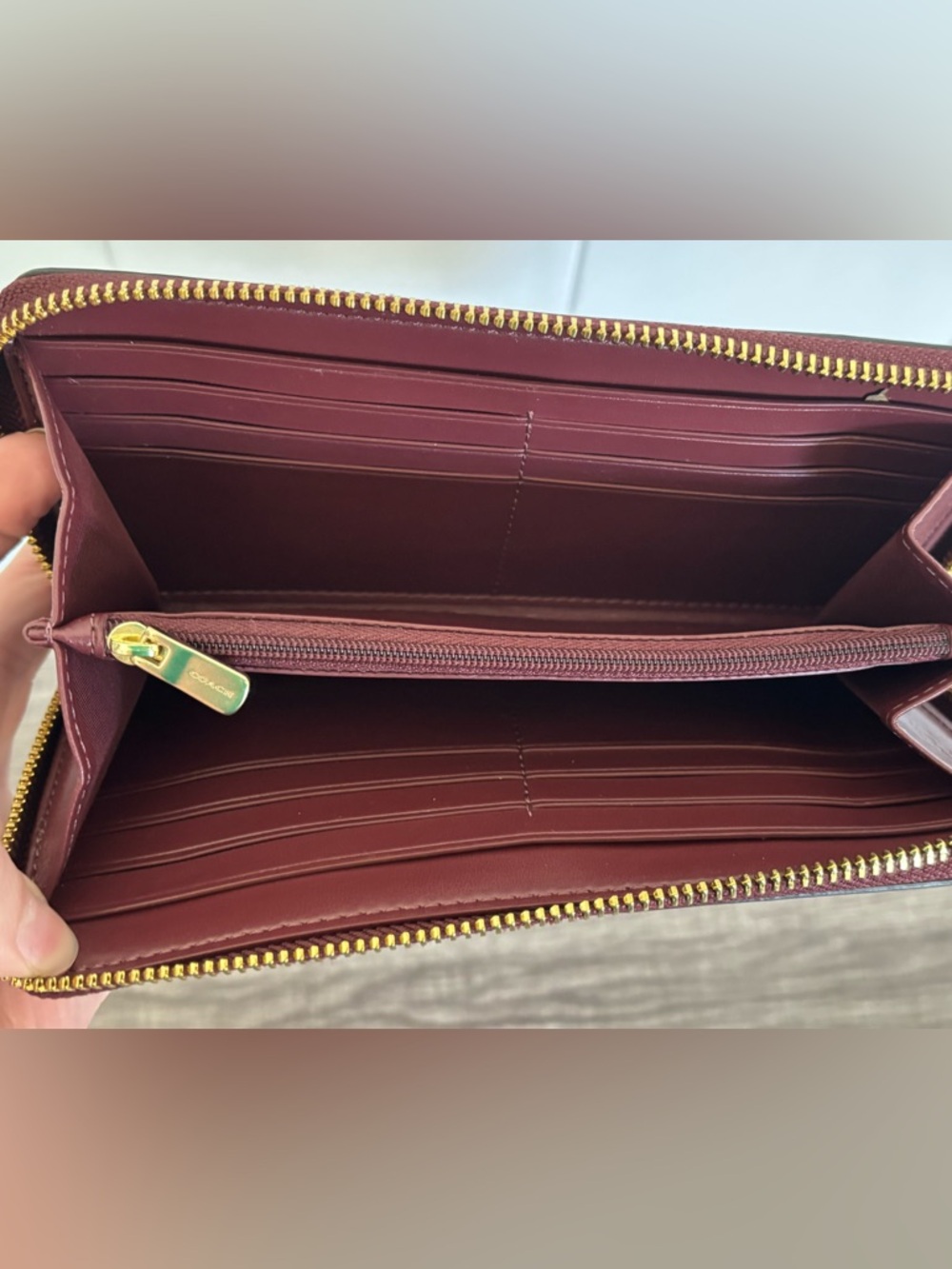 Coach Accordion Zip Wallet in Signature Canvas with Desert Tulip Print - Picture 7 of 14
